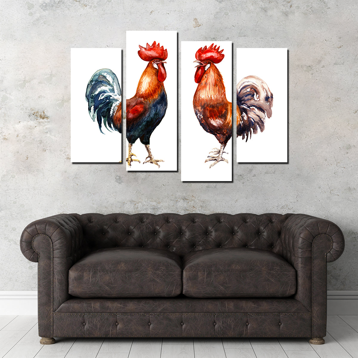 Stunning Two Red Roosters Wall Art for Your Home Decor