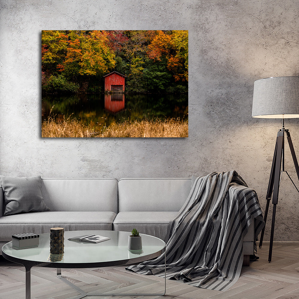Stunning Red Boat House Wall Art for Your Home Decor