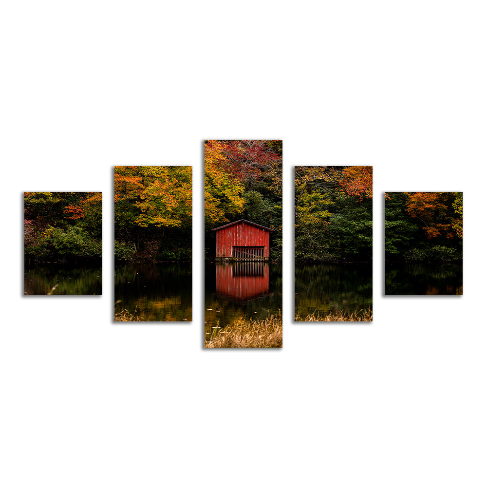 Stunning Red Boat House Wall Art for Your Home Decor