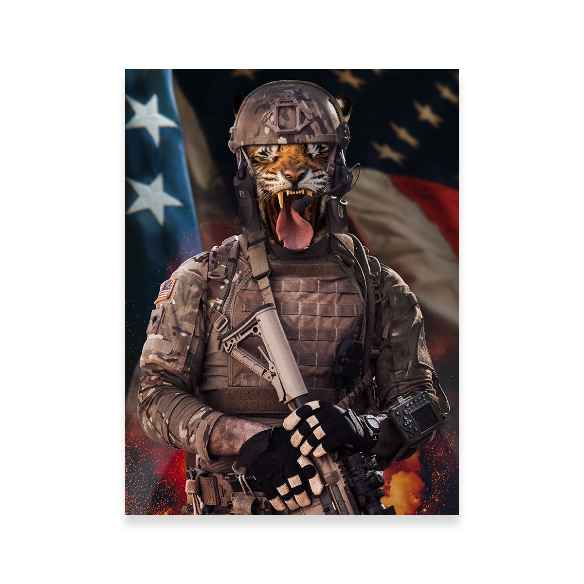 Stunning Cry Tiger Soldier Wall Art by INDOARC