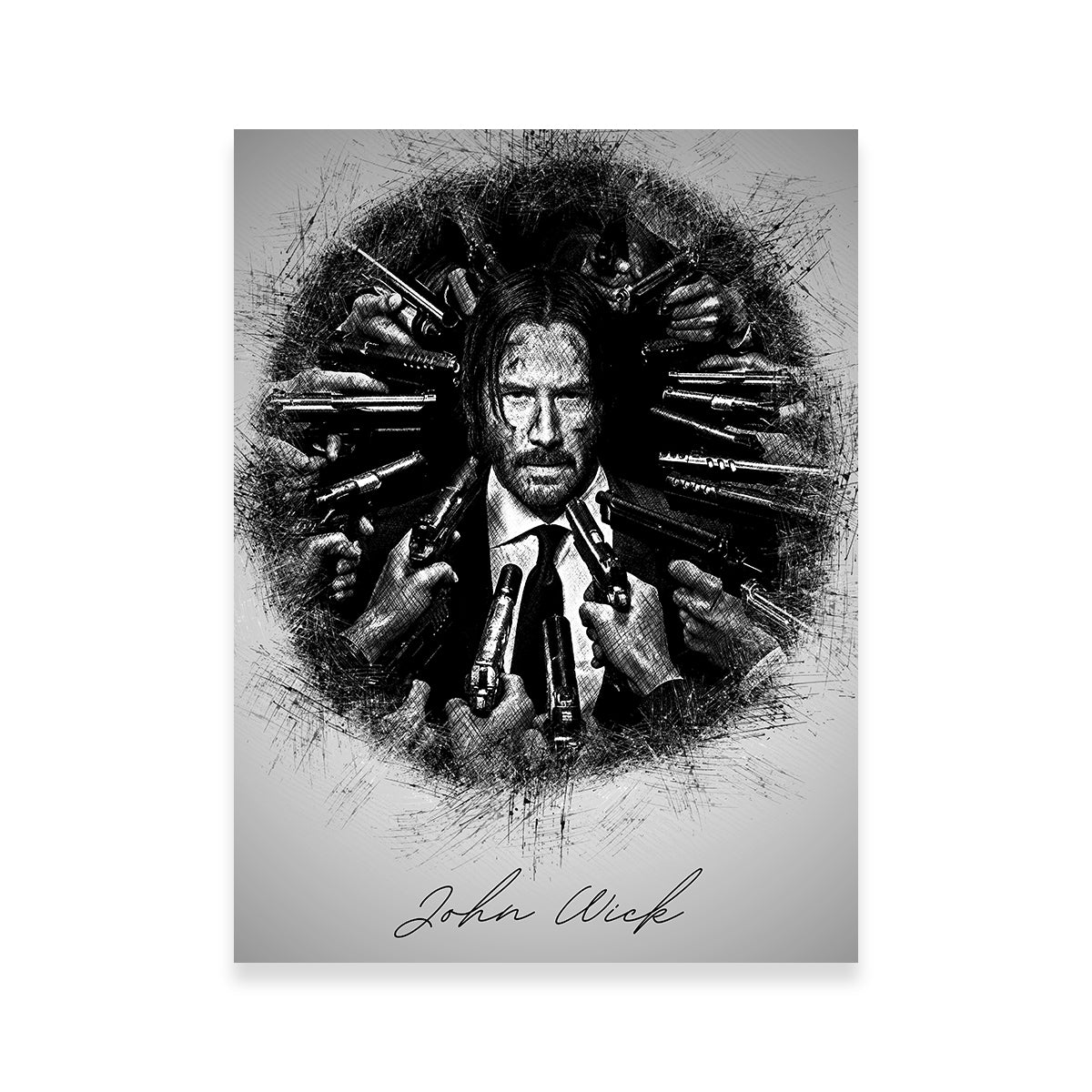 John Wick Sketch Wall Art - Stunning Museum-Quality Canvas