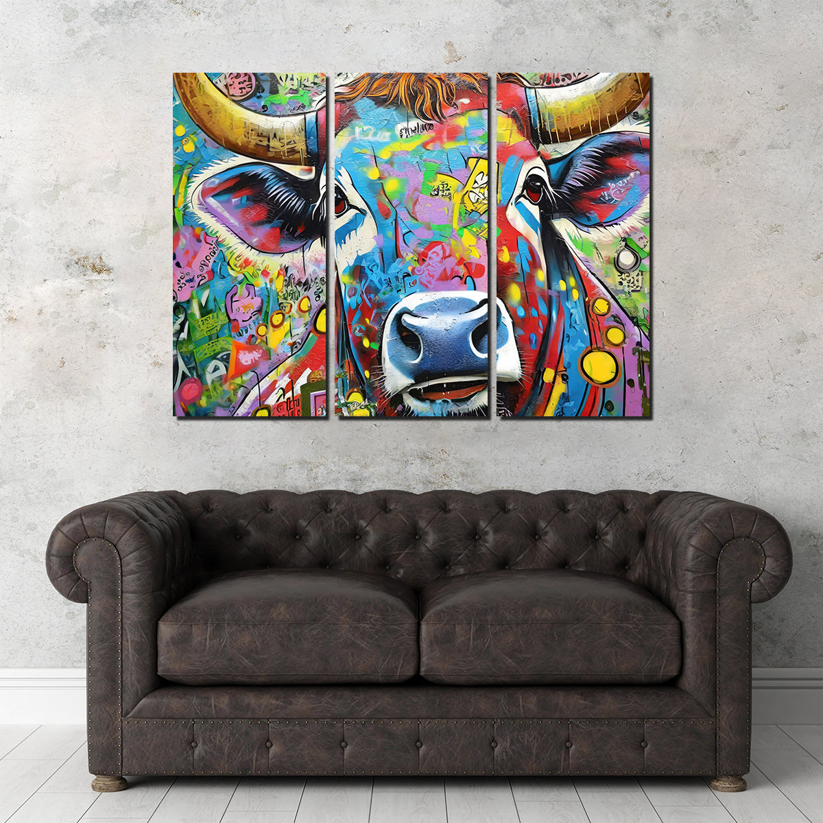 Stunning Bull Graffiti Wall Art by Stephen Chambers