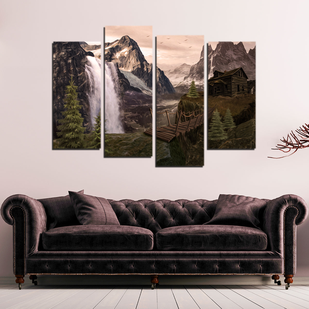 Stunning Cabin on a Cliff Wall Art by George Sorin