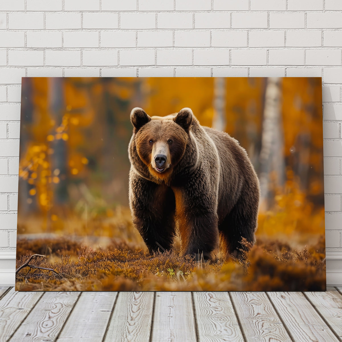 Autumn Forest Brown Bear Wall Art - Stunning Decor for Your Space