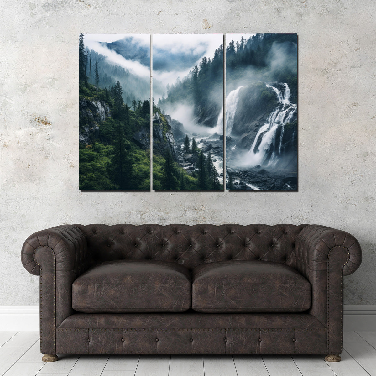 Stunning Enchanting Forest Waterfalls Wall Art for Home Decor