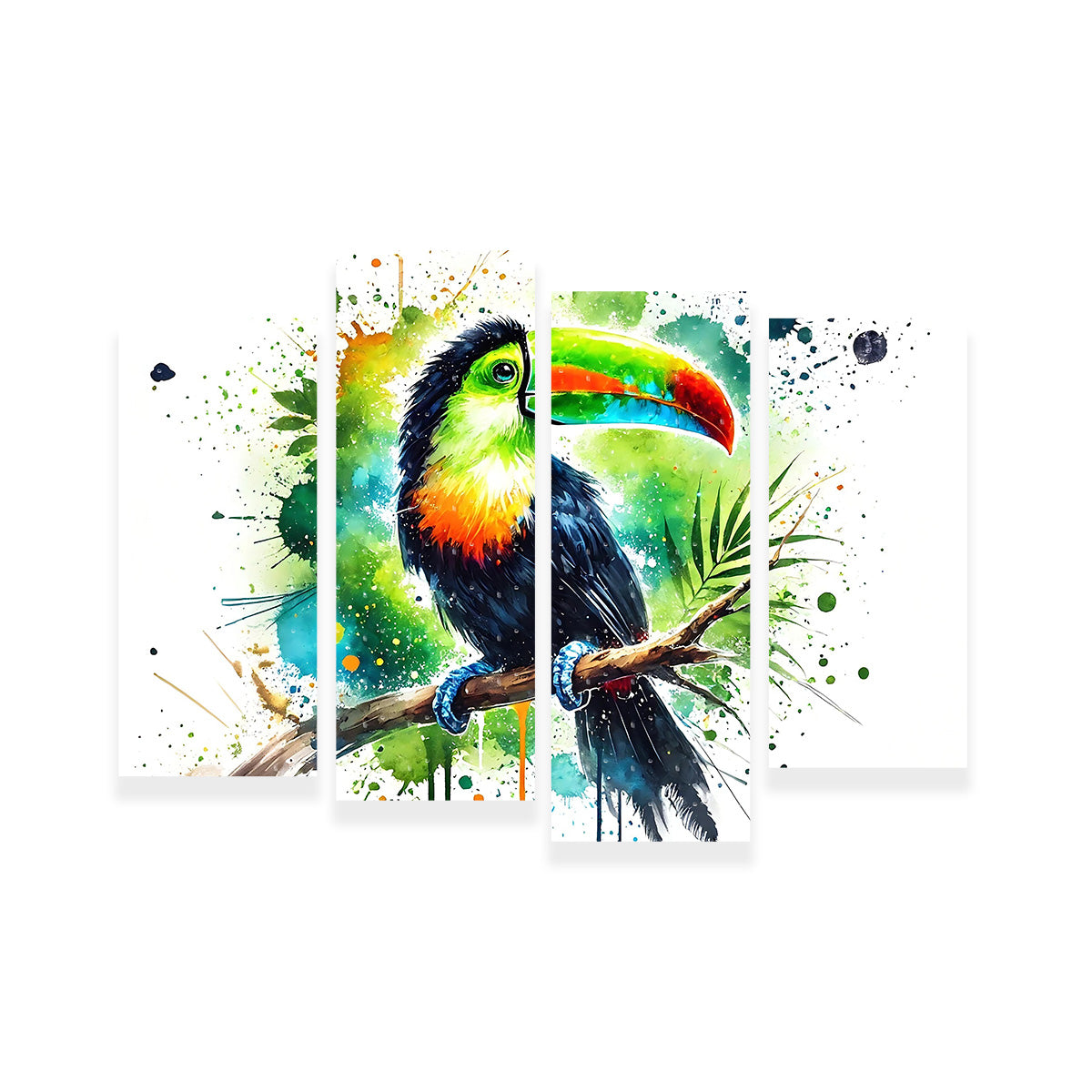 Stunning Toucan Paint Drip Horizontal Wall Art for Striking Home Decor
