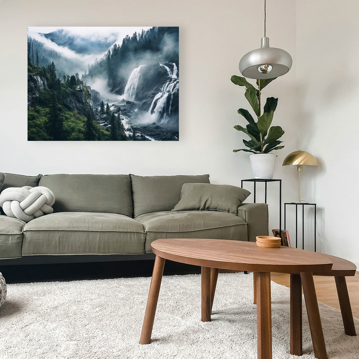 Stunning Enchanting Forest Waterfalls Wall Art for Home Decor
