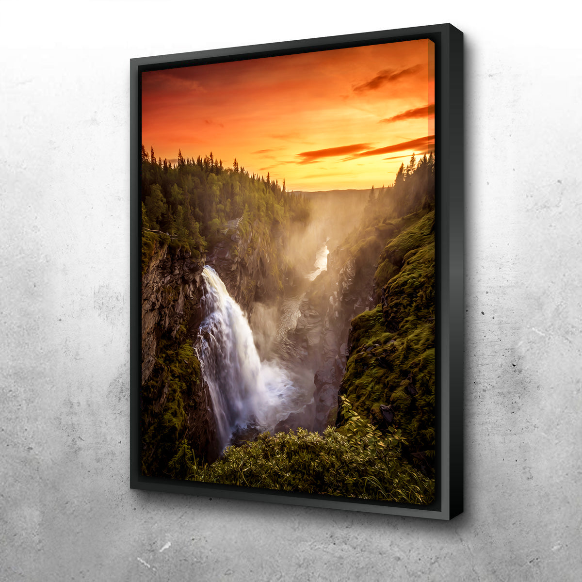 Exquisite Sunset Waterfall Wall Art by George Sorin