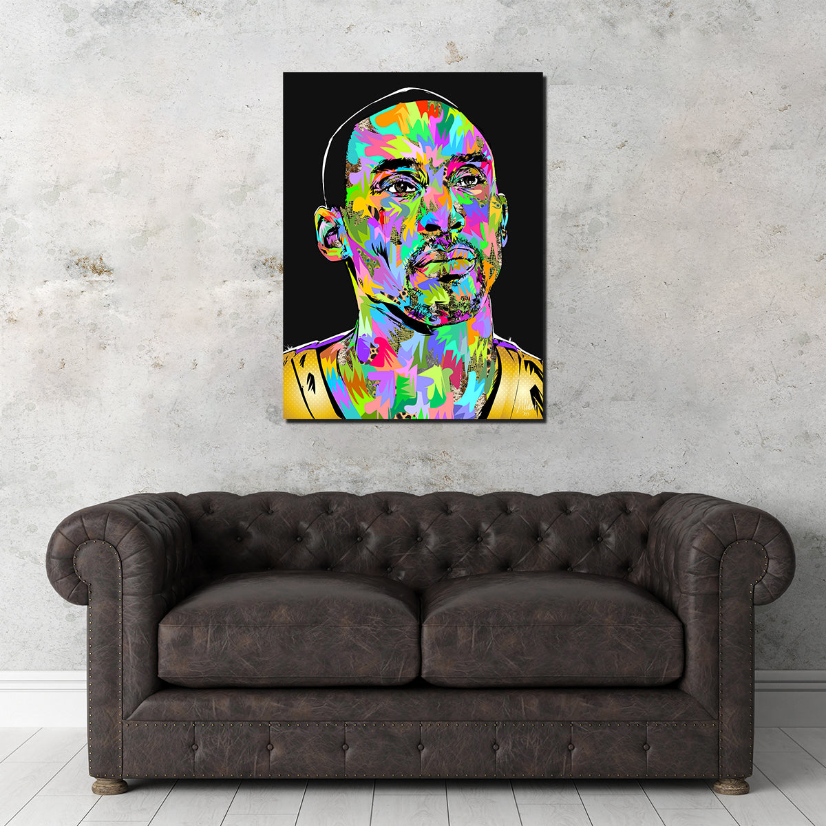 Stunning Kobe Portrait Black Wall Art for Basketball Fans
