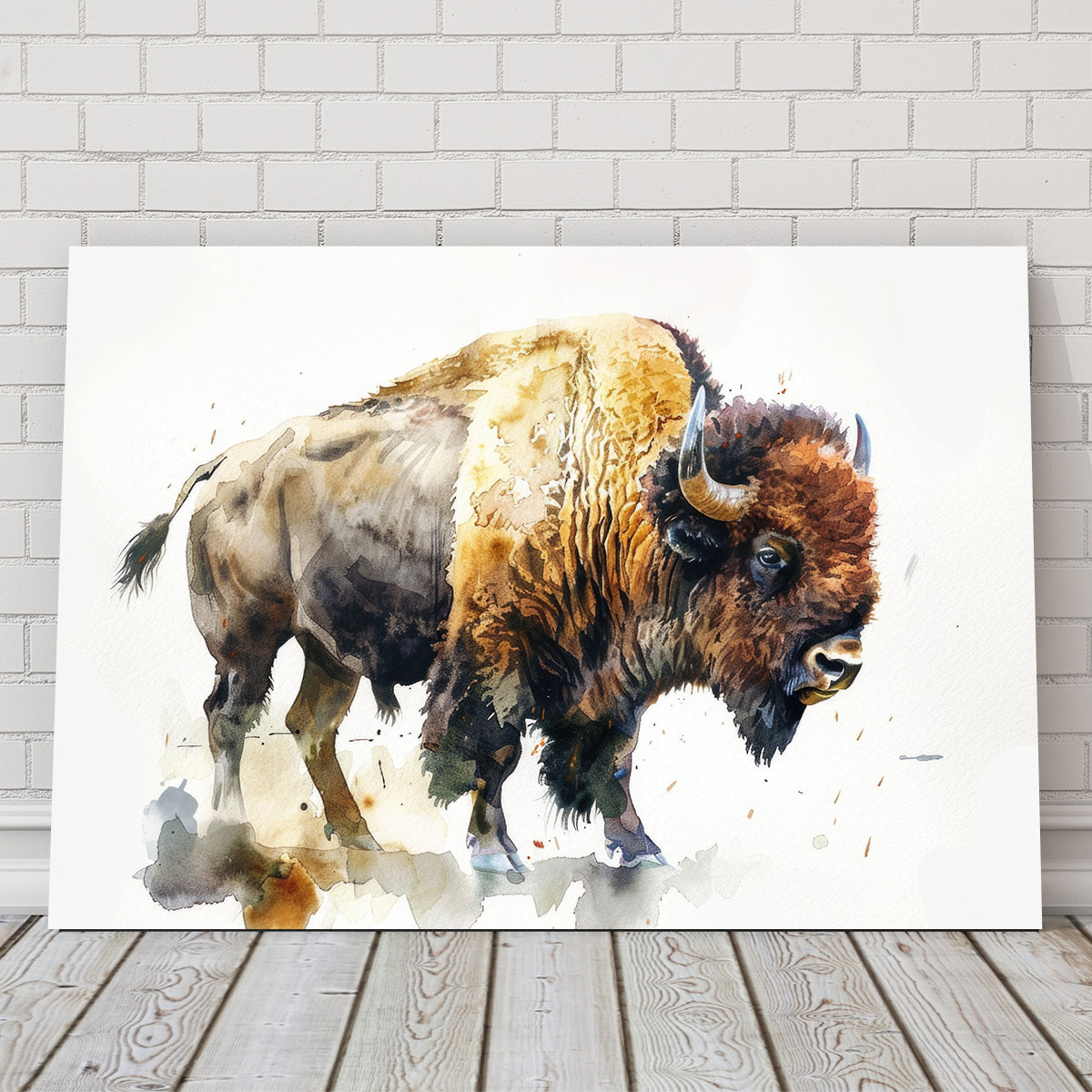 Exquisite Buffalo on White Wall Art - Ideal for Home Decor