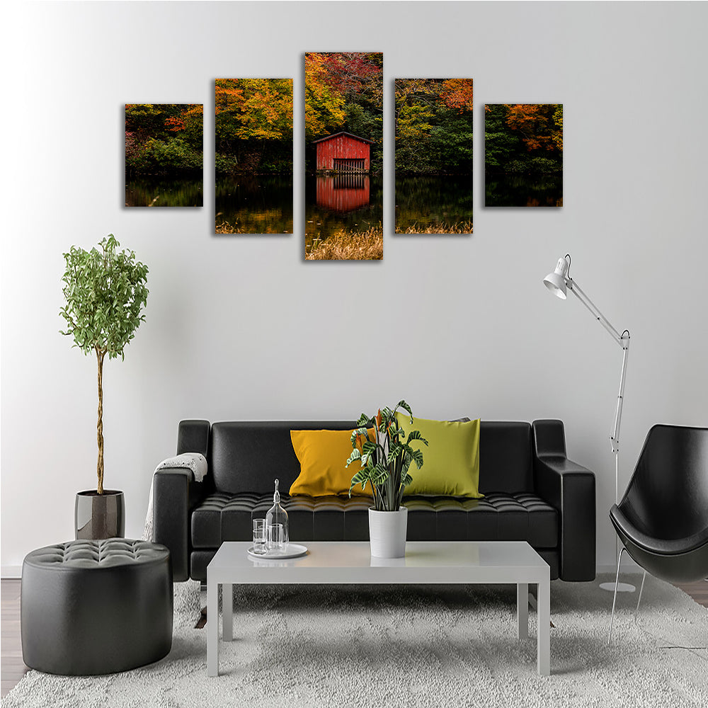 Stunning Red Boat House Wall Art for Your Home Decor