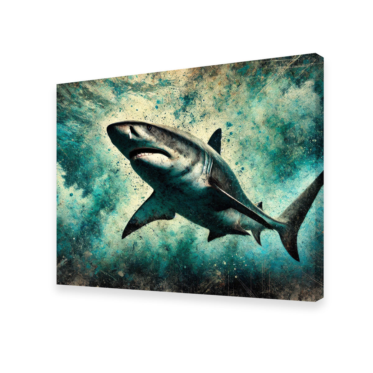 Stunning Bull Shark Grunge Wall Art for Striking Home Decor