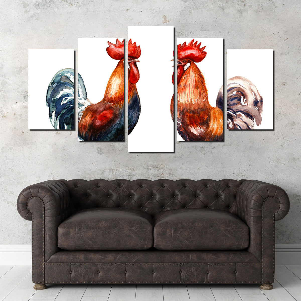 Stunning Two Red Roosters Wall Art for Your Home Decor