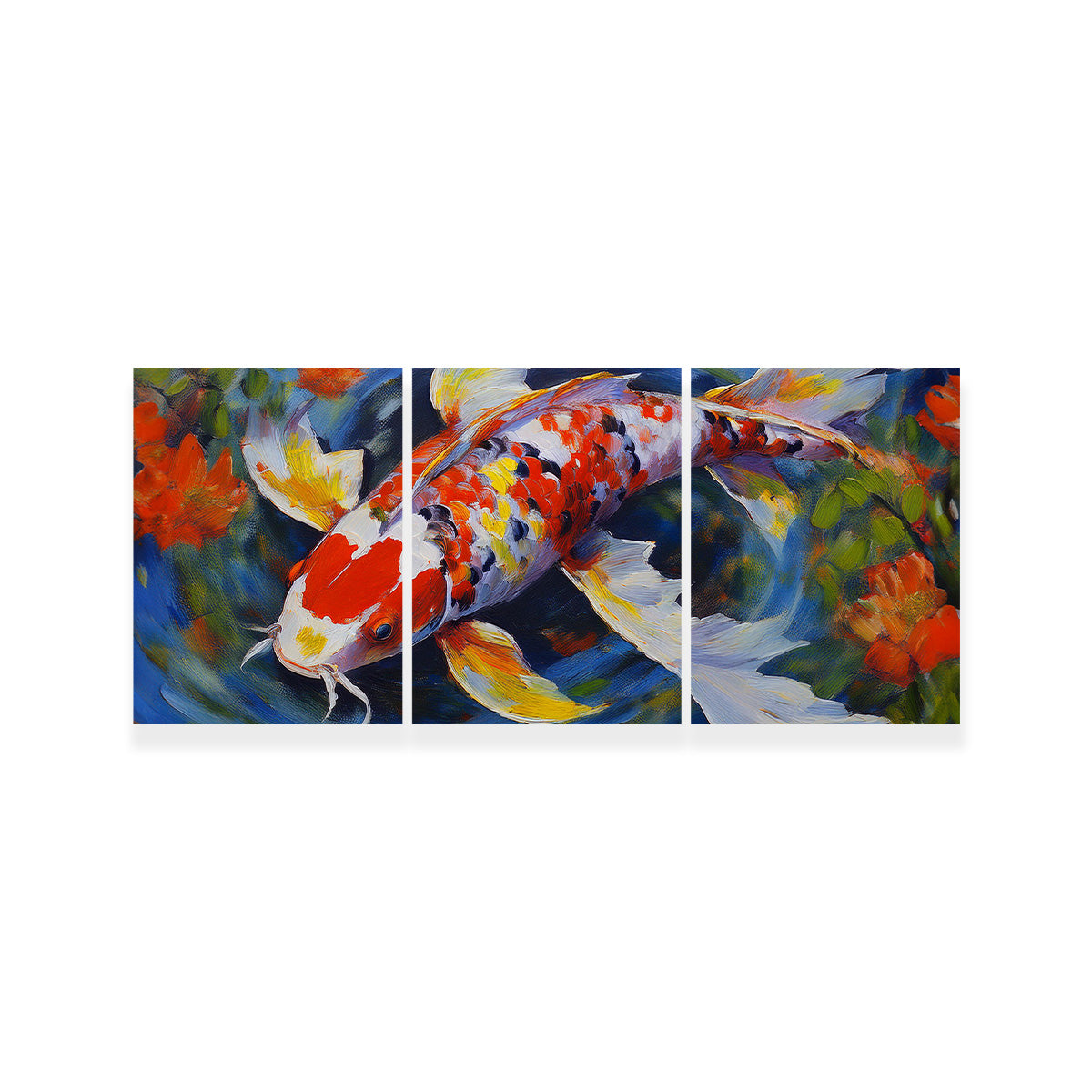 Stunning White Koi Fish Painting Wall Art for Home Decor