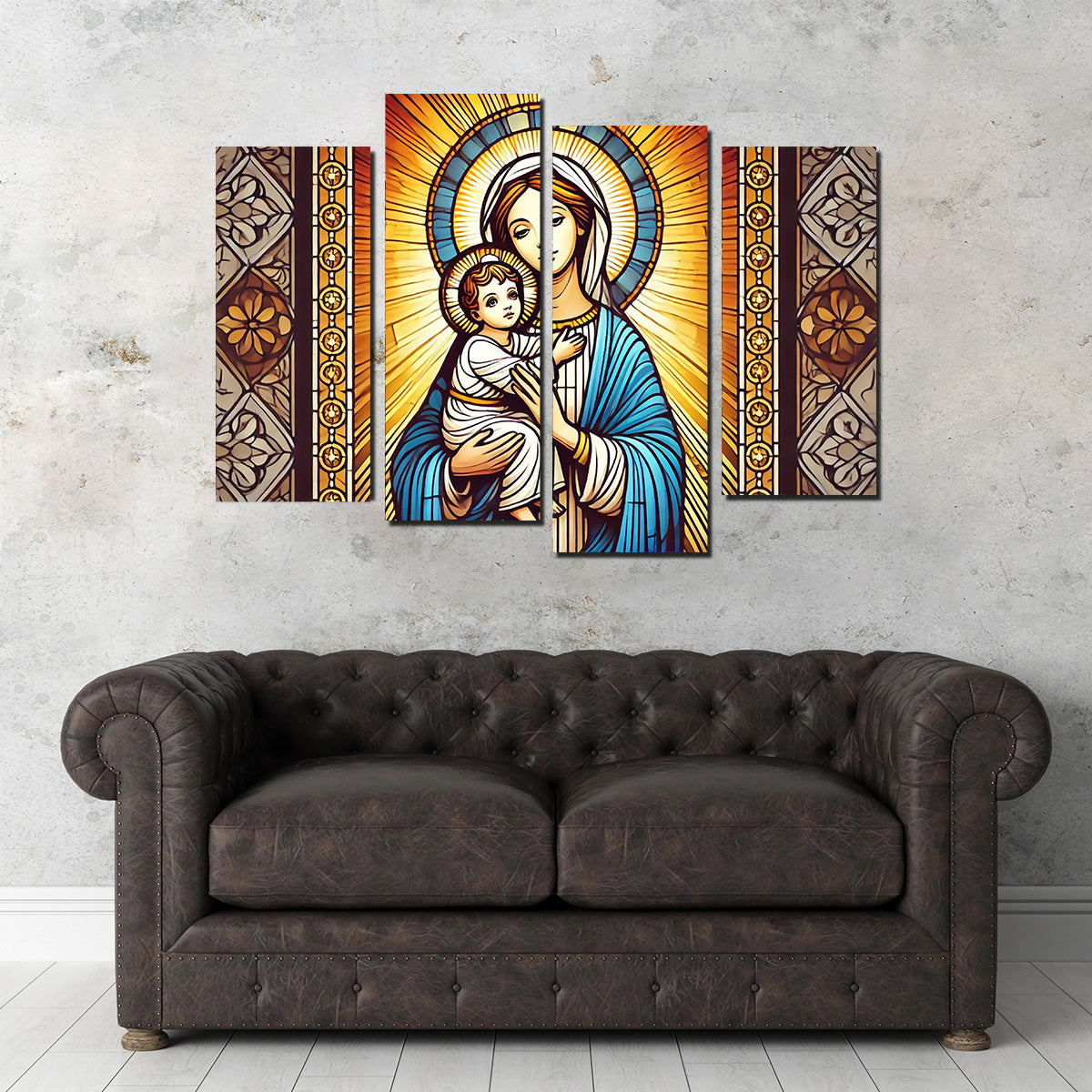 Exquisite Virgin Mary Holding Baby Jesus Wall Art for Stunning Home Decor