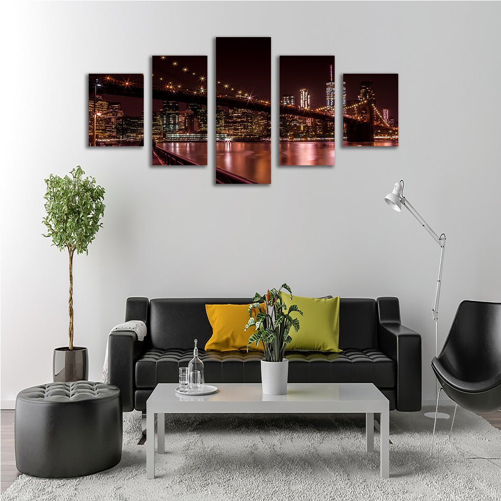 Stunning Manhattan Skyline & Brooklyn Bridge Sunset Wall Art for Home Decor
