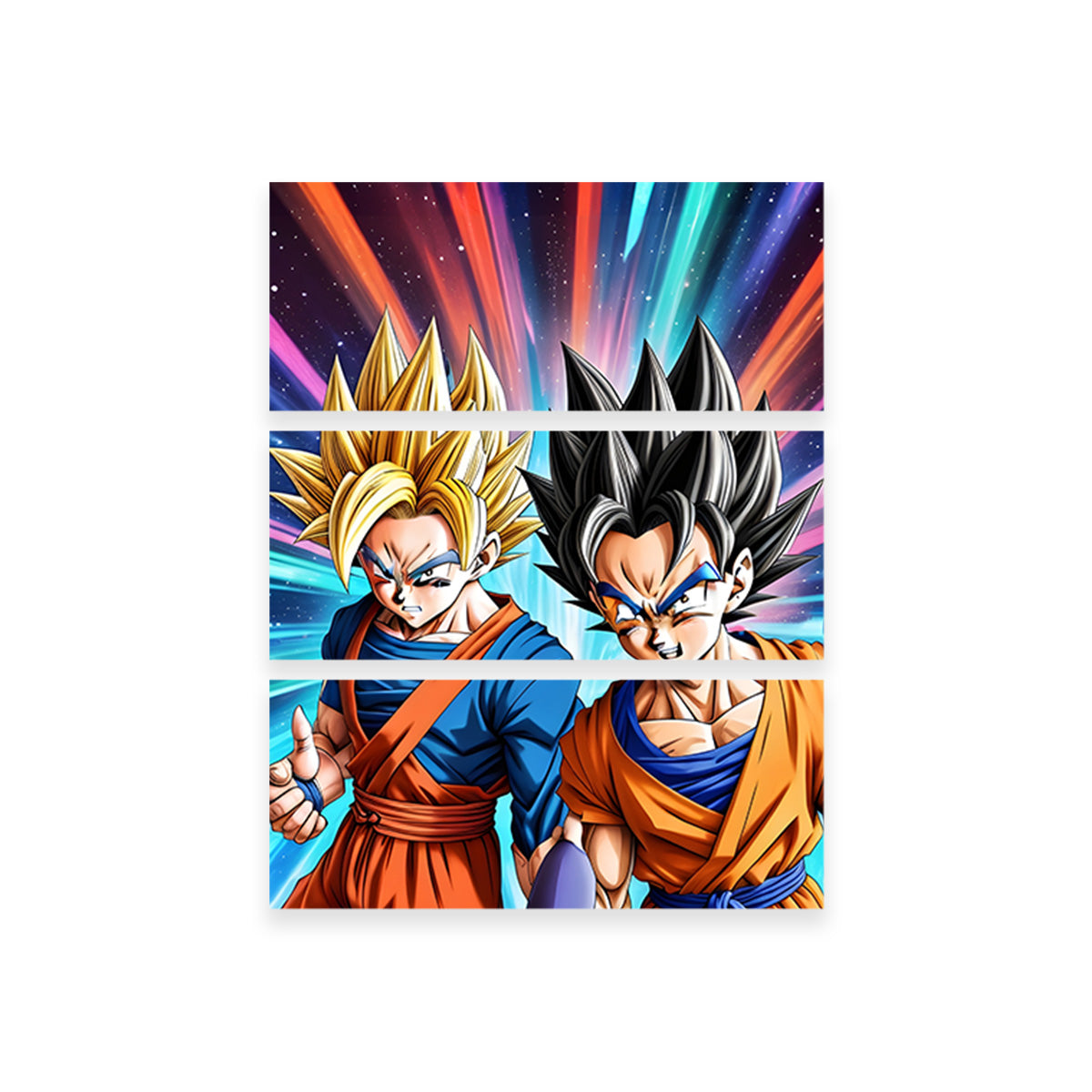Epic Battle: Super Saiyan Goku vs Base Form Goku Canvas Print