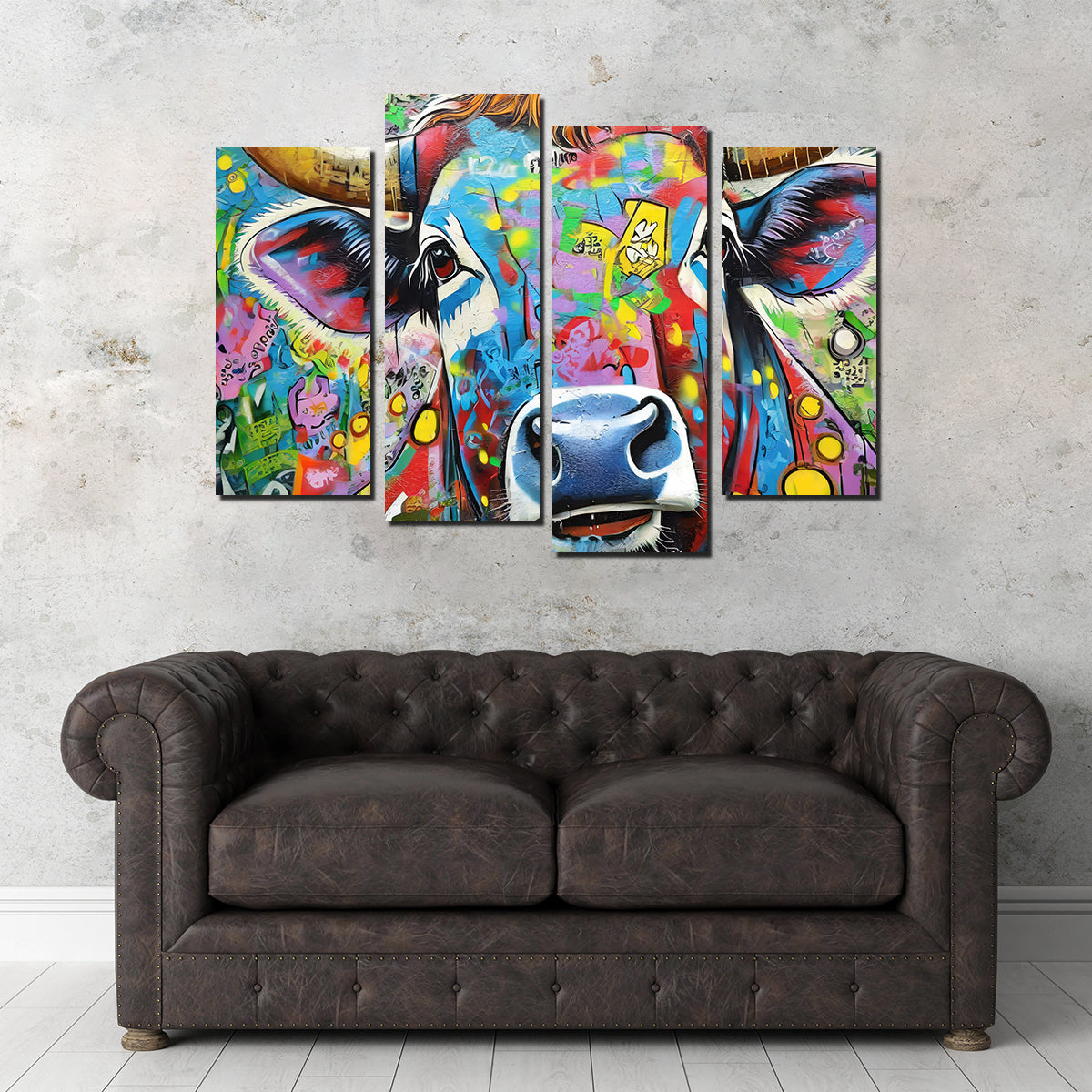 Stunning Bull Graffiti Wall Art by Stephen Chambers