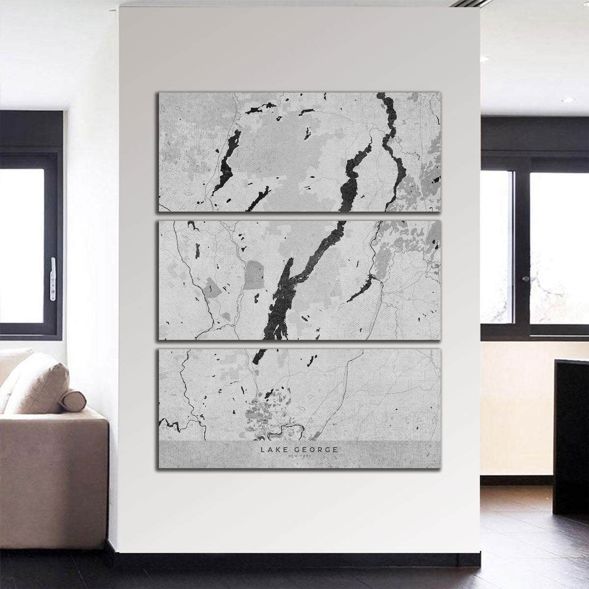 Exquisite Lake George Map 2 Wall Art by Blursbyai