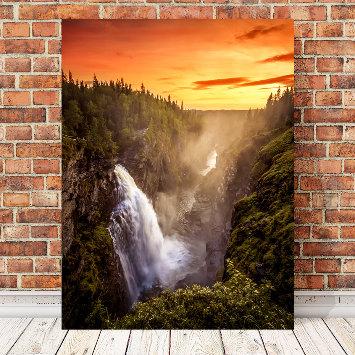 Exquisite Sunset Waterfall Wall Art by George Sorin