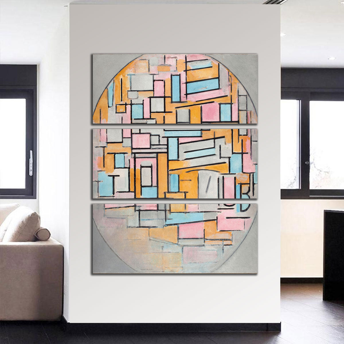 Eye - catching Oval Composition Wall Art with Color Panels by Piet Mondriaan