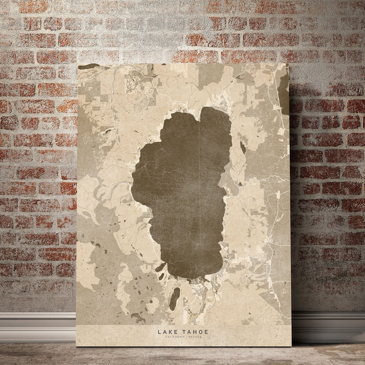 Stunning Lake Tahoe Map Wall Art by Blursbyai