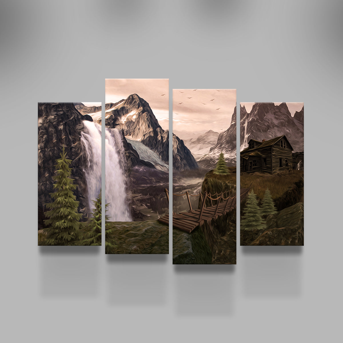 Stunning Cabin on a Cliff Wall Art by George Sorin