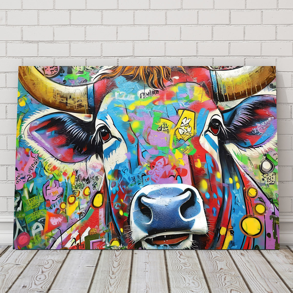 Stunning Bull Graffiti Wall Art by Stephen Chambers