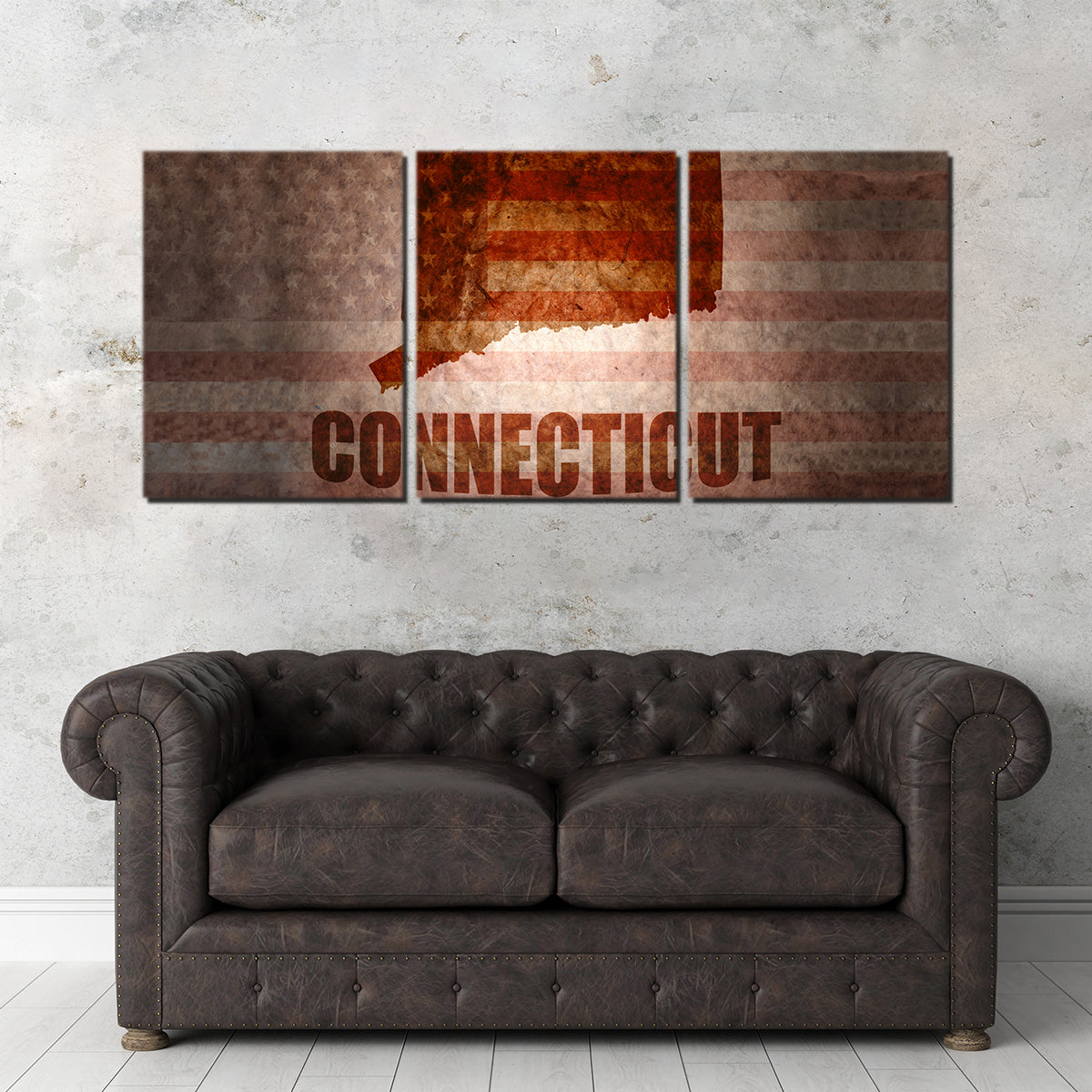 Stunning Connecticut Map on American Flag Wall Art for Your Home Decor