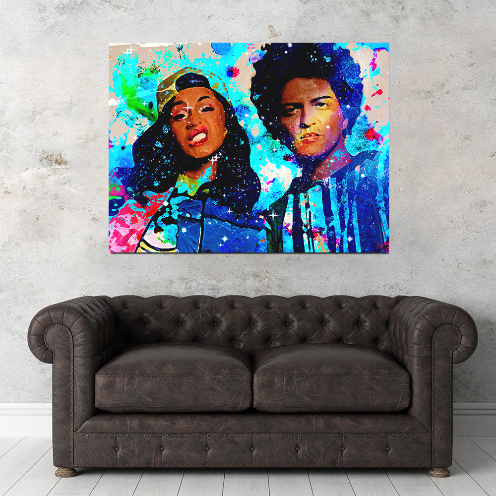 Stunning Bruno Mars & Cardi B Wall Art by Studiodtalk