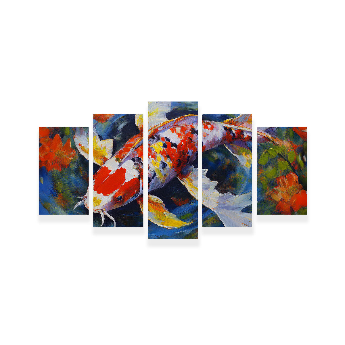 Stunning White Koi Fish Painting Wall Art for Home Decor