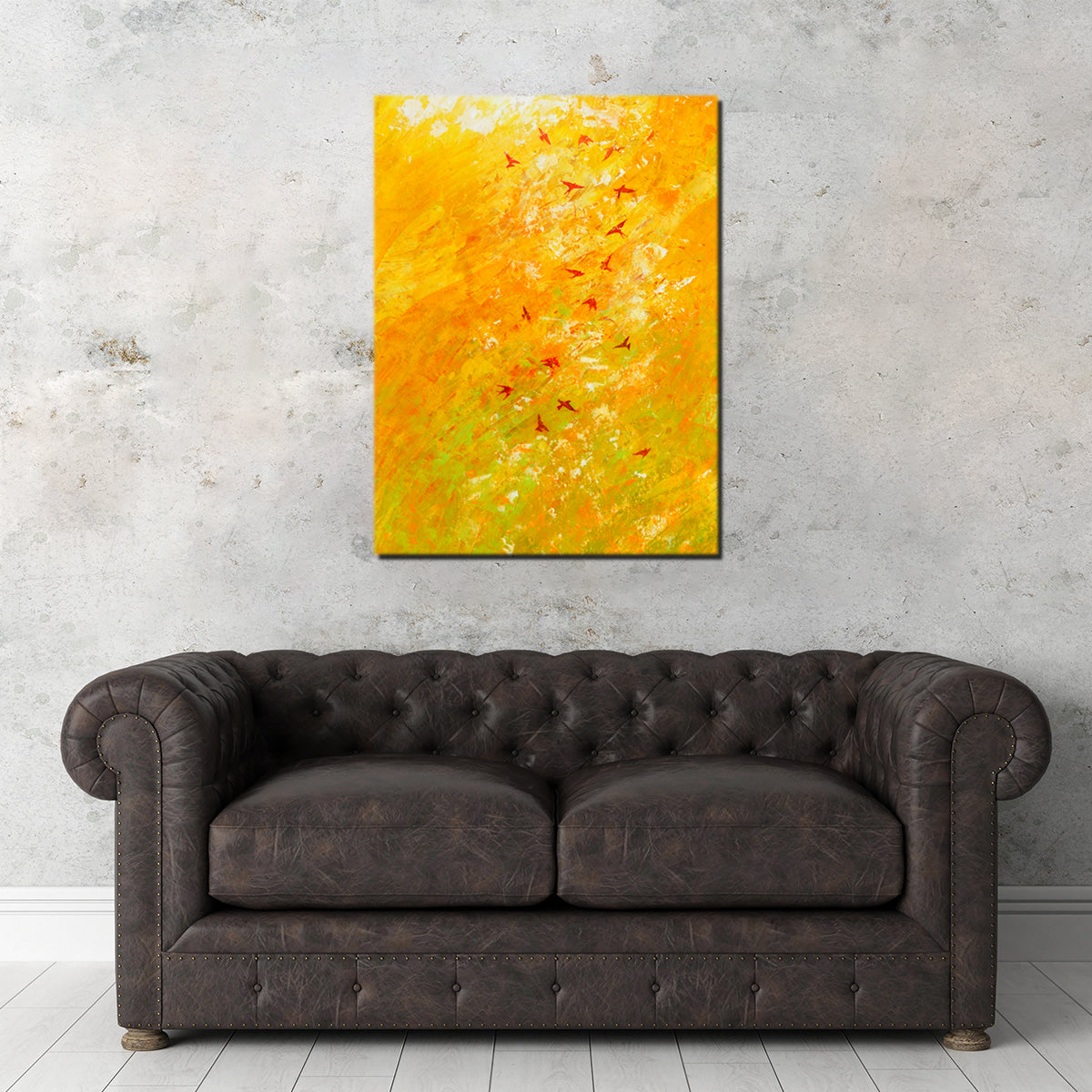 Exquisite Swallows Against Yellow Wall Art for Home Decor