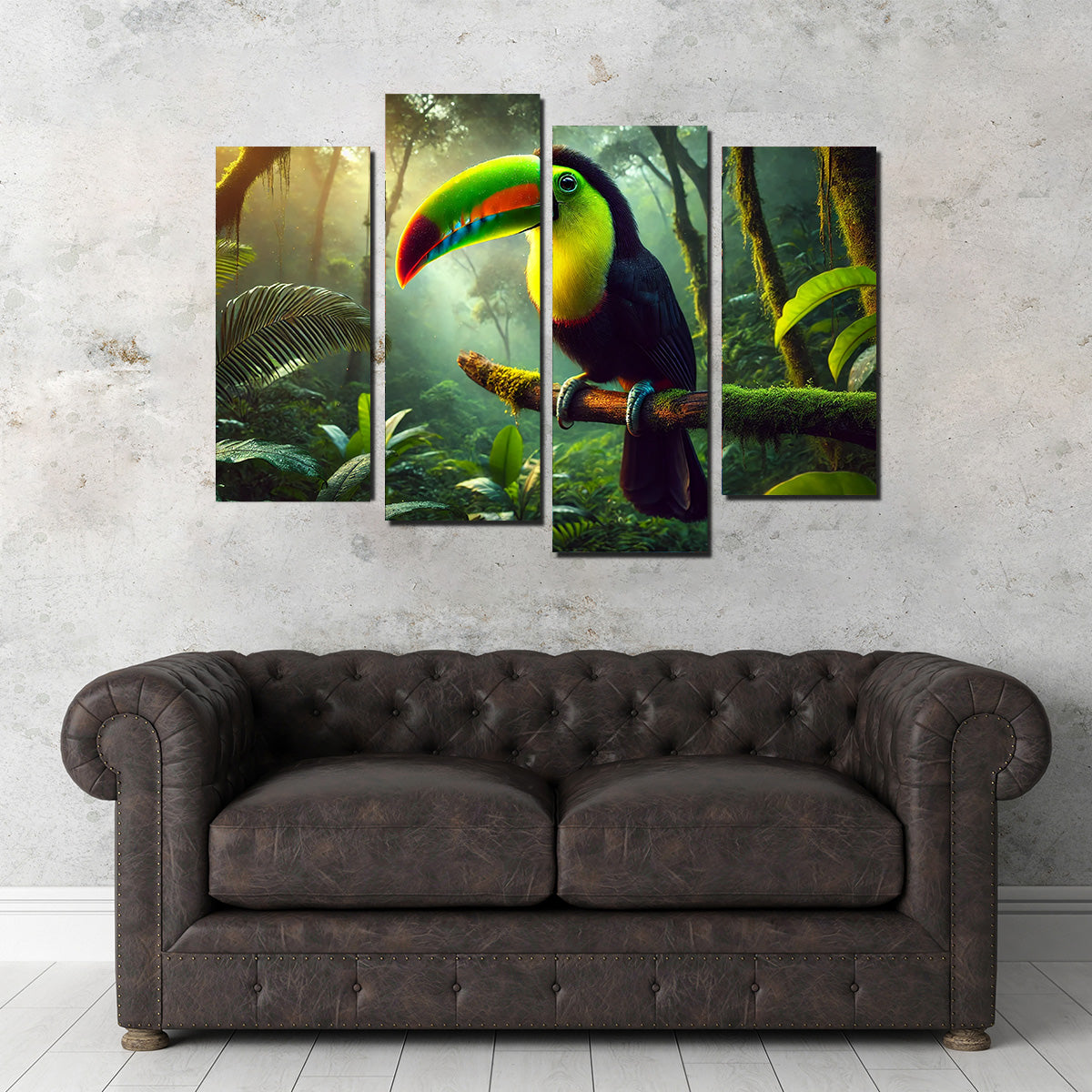 Exquisite Toucan on Branch Wall Art for Home Decor