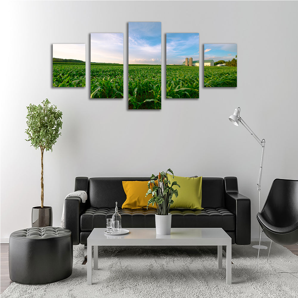 Exquisite Wisconsin Dairy Farm Against Corn Field Wall Art