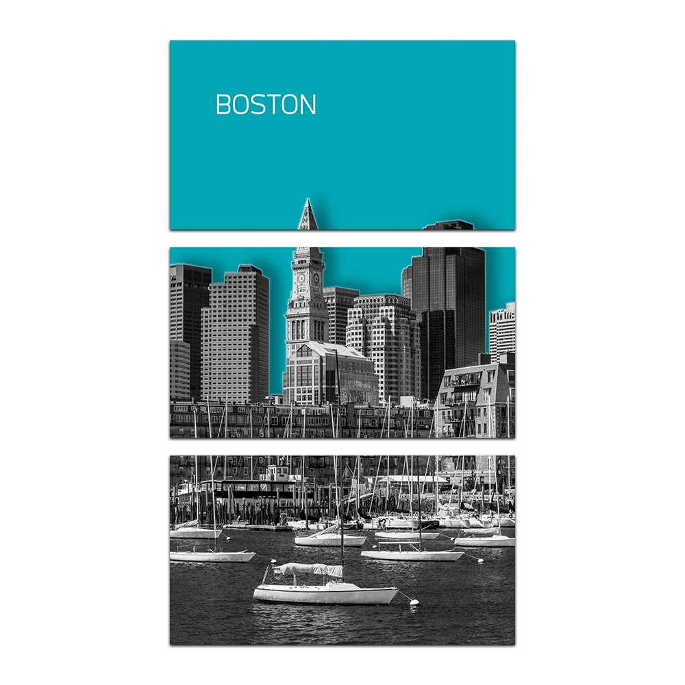 Stunning Boston Skyline Turquoise Wall Art for Your Home Decor