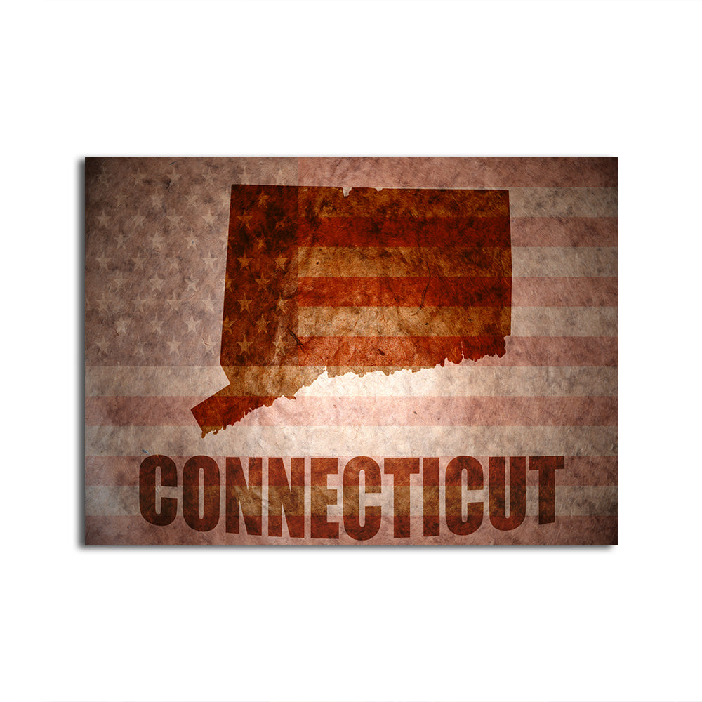 Stunning Connecticut Map on American Flag Wall Art for Your Home Decor