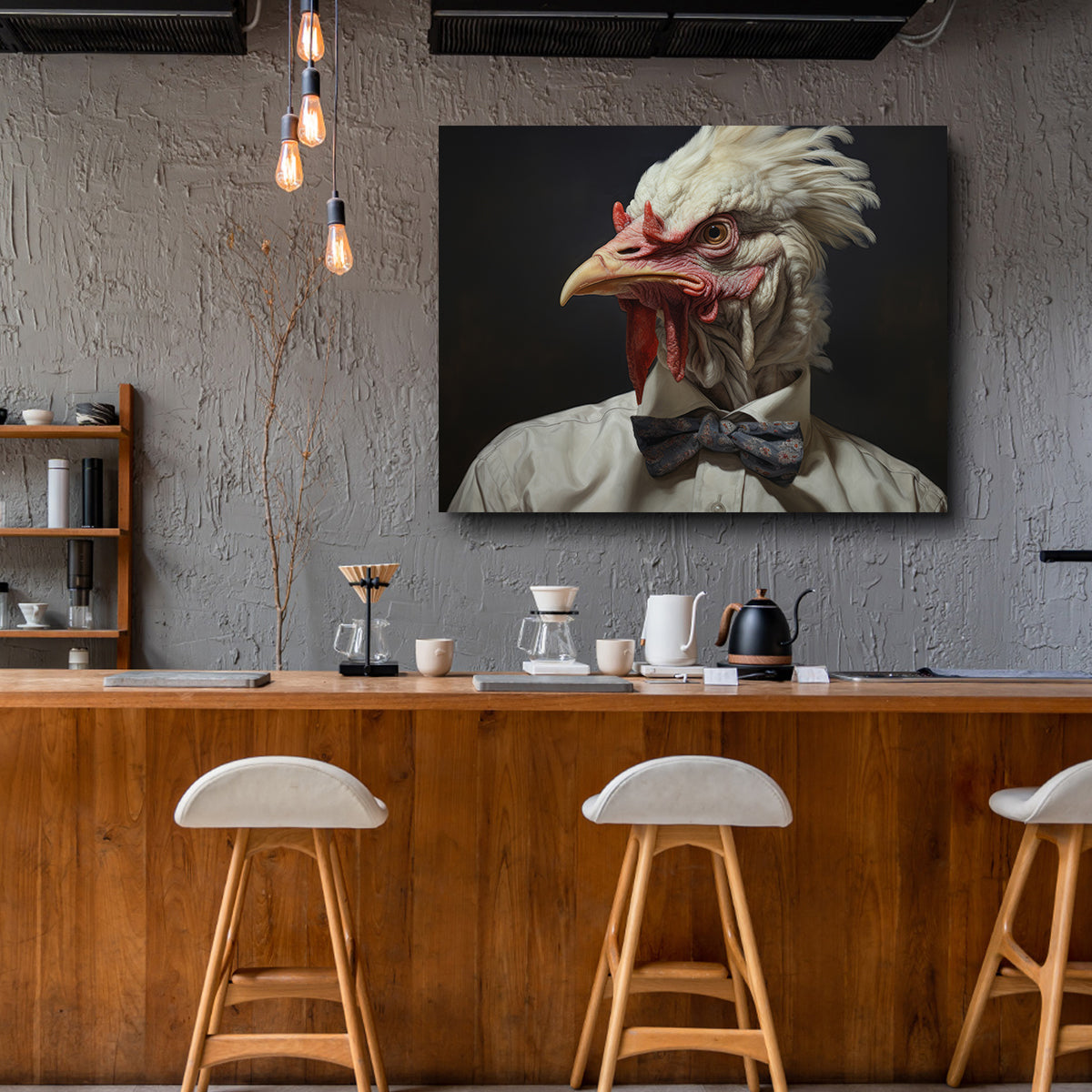 Stunning White Rooster Man Wall Art for Home Decor