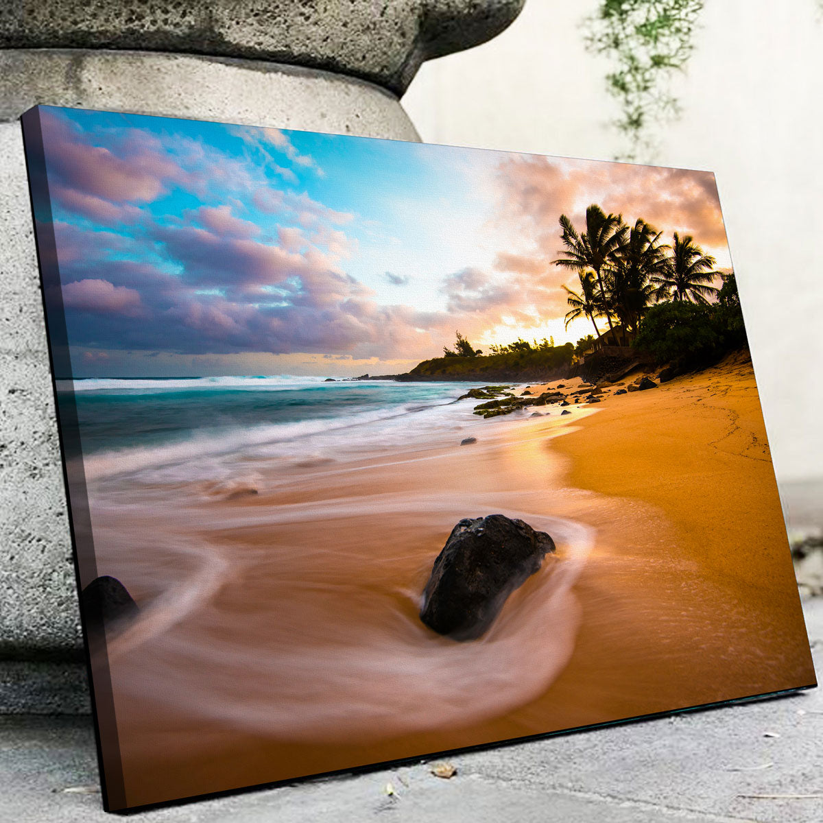 Sunrise Bliss Wall Art - Handmade Canvas Print with Sustainable Pine Frame