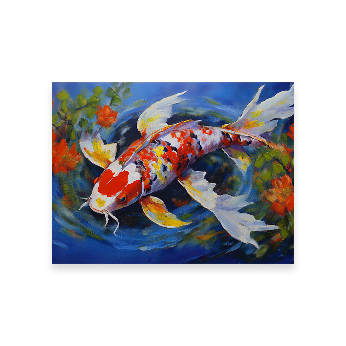 Stunning White Koi Fish Painting Wall Art for Home Decor