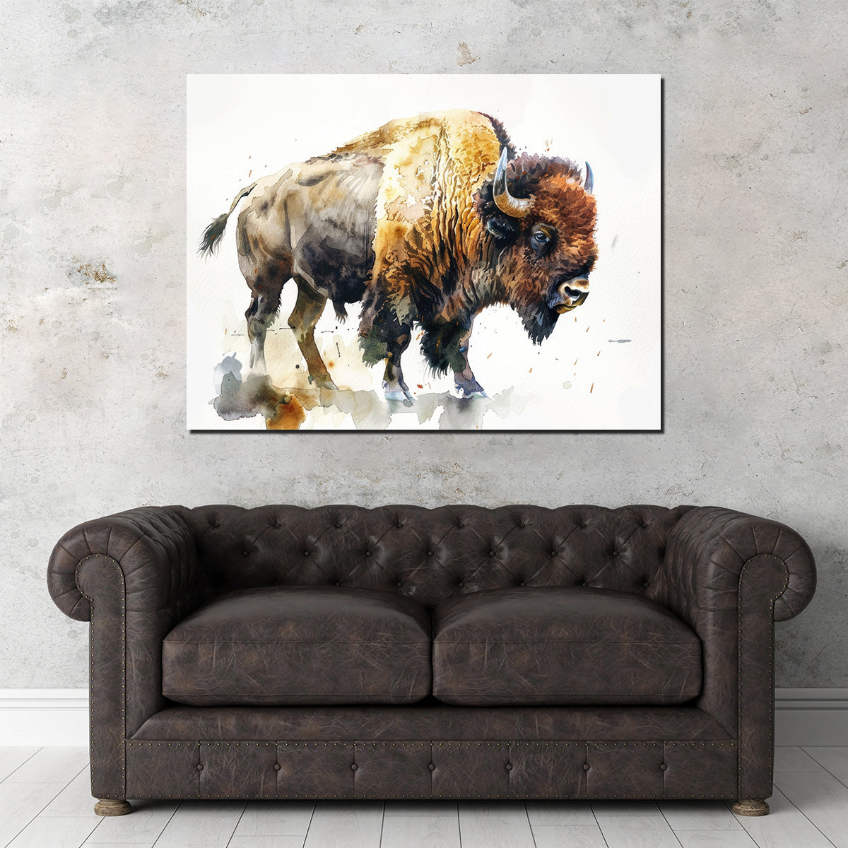 Exquisite Buffalo on White Wall Art - Ideal for Home Decor