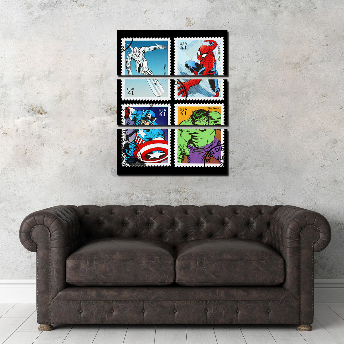 Superhero Postage Stamps Wall Art - High - Quality Decor for Your Space