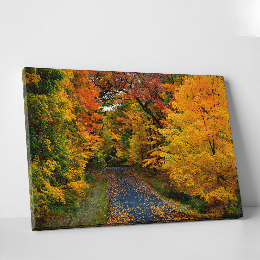 Breathtaking Lake Geneva Wisconsin Fall Road Wall Art for Stunning Home Decor