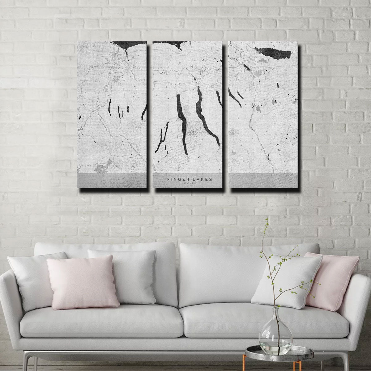 Stunning Finger Lakes Wall Map 2 Wall Art by Blursbyai