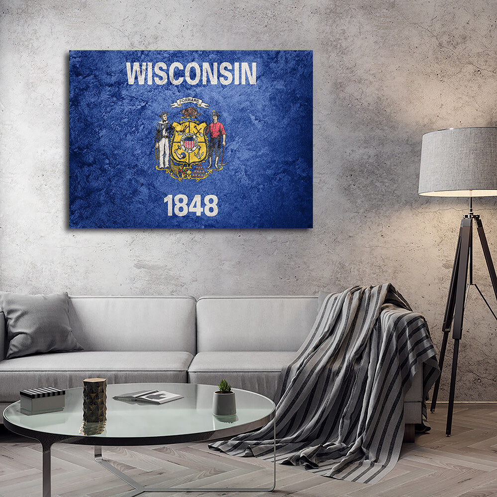 Stunning Wisconsin Flag Grunge Wall Art for Your Home Decor