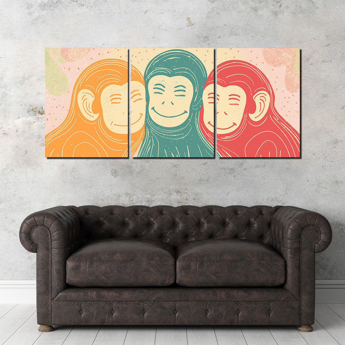 Exquisite Three Monkeys Art Print Wall Art for Stunning Home Decor