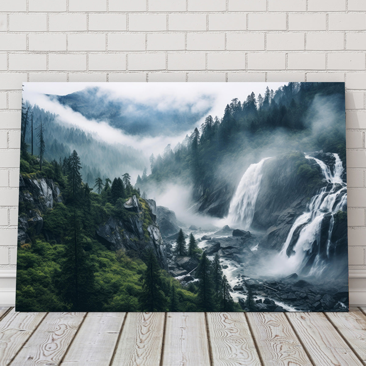 Stunning Enchanting Forest Waterfalls Wall Art for Home Decor