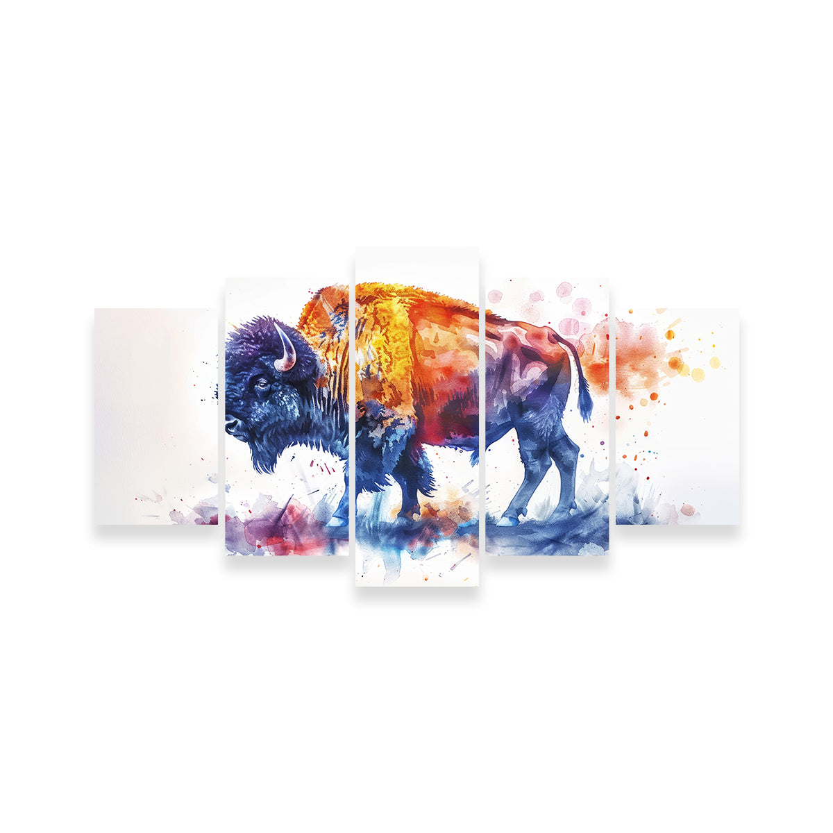 Stunning Vivid Watercolor Bison Wall Art for a Striking Home Decor