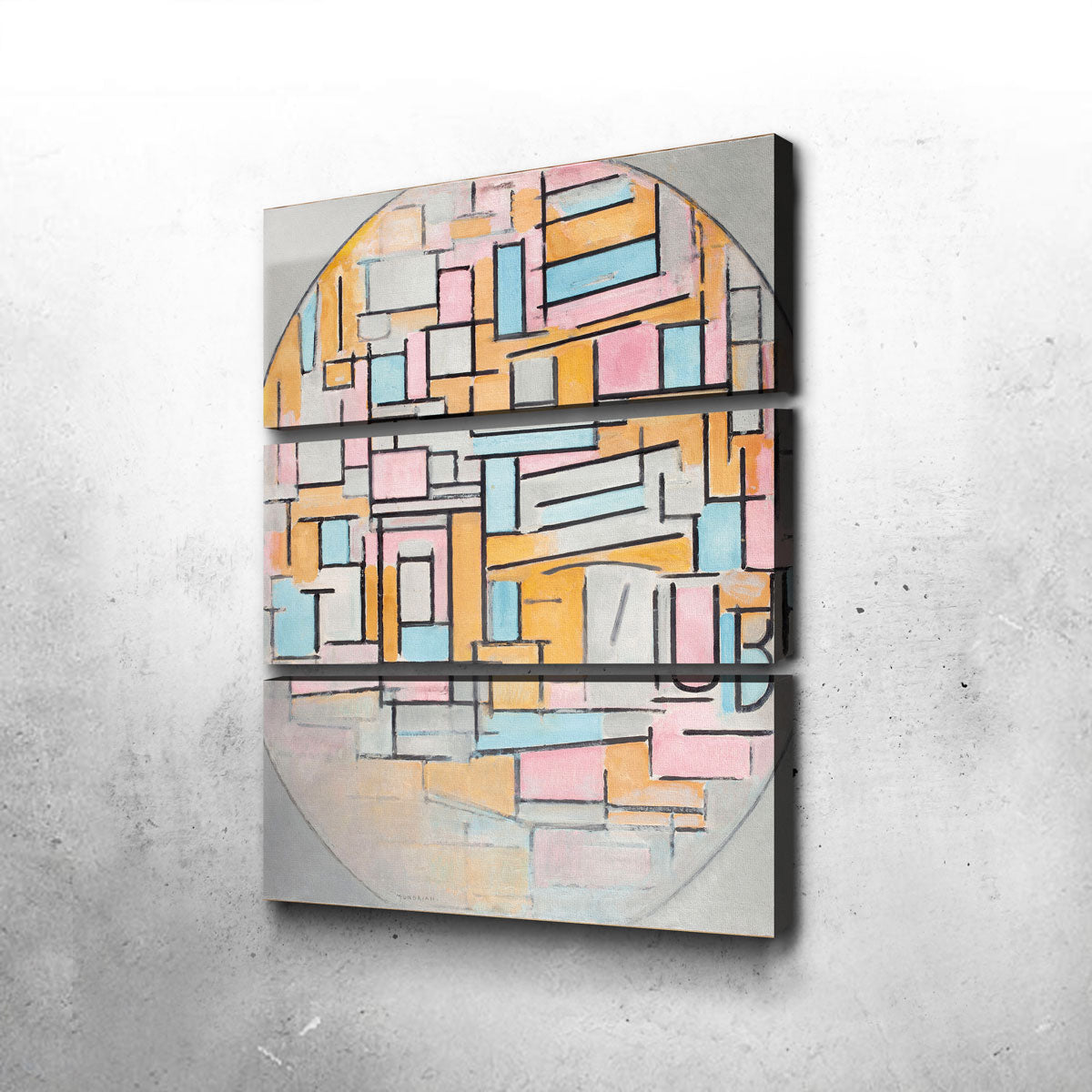 Eye - catching Oval Composition Wall Art with Color Panels by Piet Mondriaan