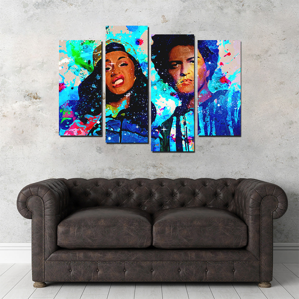 Stunning Bruno Mars & Cardi B Wall Art by Studiodtalk