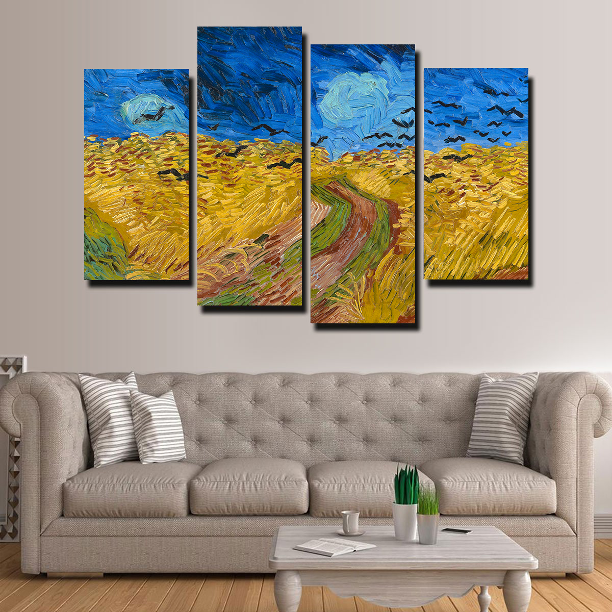 Korenveld met kraaien Wall Art by Vincent van Gogh - Premium Museum Quality Canvas